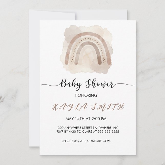 INVITACIÓN DE BABY SHOWER NEUTRAL RAINBOW (Anverso)