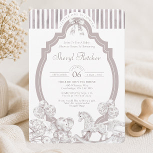 Invitación de Baby Shower Neutral Toile de Jouy