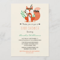 Invitación de baby shower neutral zorro del bosque