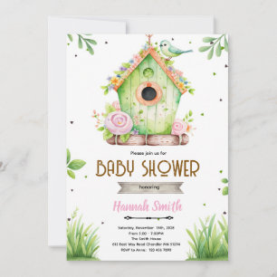 invitación de baby shower nido de pájaro de primav