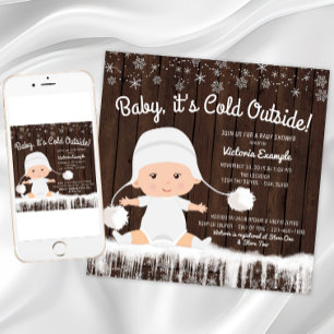 Invitación de Baby Shower Nieve para Bebé Está Frí