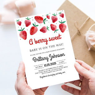 Invitación de Baby Shower Niña Fresa Dulce