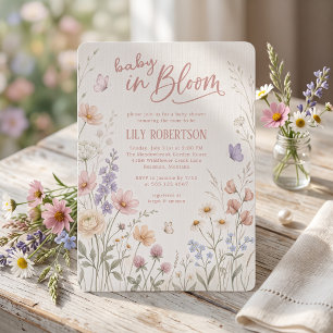 Invitación de Baby Shower Niña Jardín de Flores Si