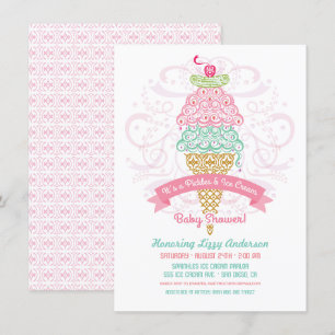 Invitación de Baby Shower Niña Pickles y Helado