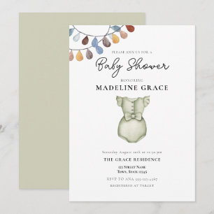 Invitación de Baby Shower Niña Ropa Boho Lindo