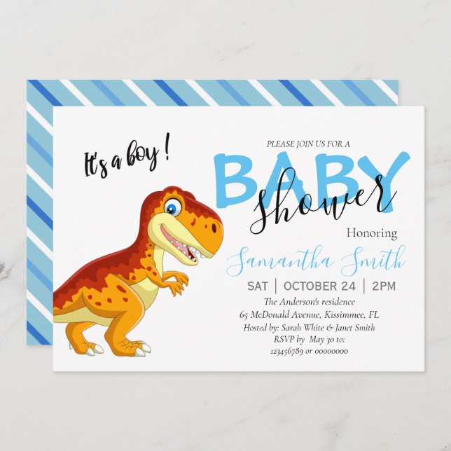Invitación de Baby Shower, niño (Anverso / Reverso)