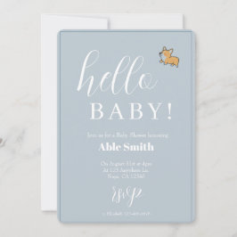 Invitación de Baby Shower Niño Azul Corgi