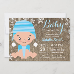 Invitación de Baby Shower Niño Azul de Invierno en
