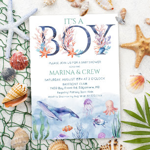Invitación de Baby Shower Niño Bajo el Mar