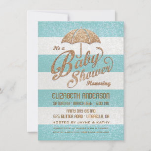 Invitación de Baby Shower Niño Brillante Azul y Do