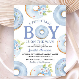 Invitación de Baby Shower Niño con Donuts a Cuadro