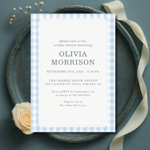 Invitación de Baby Shower Niño Cuadro Azul