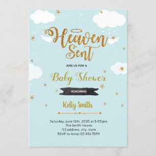 invitación de baby shower niño enviado del cielo