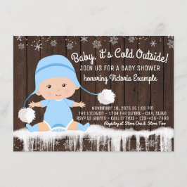 Invitación de Baby Shower Niño Frio Fuera