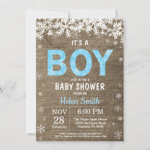 Invitación de Baby Shower Niño Invierno