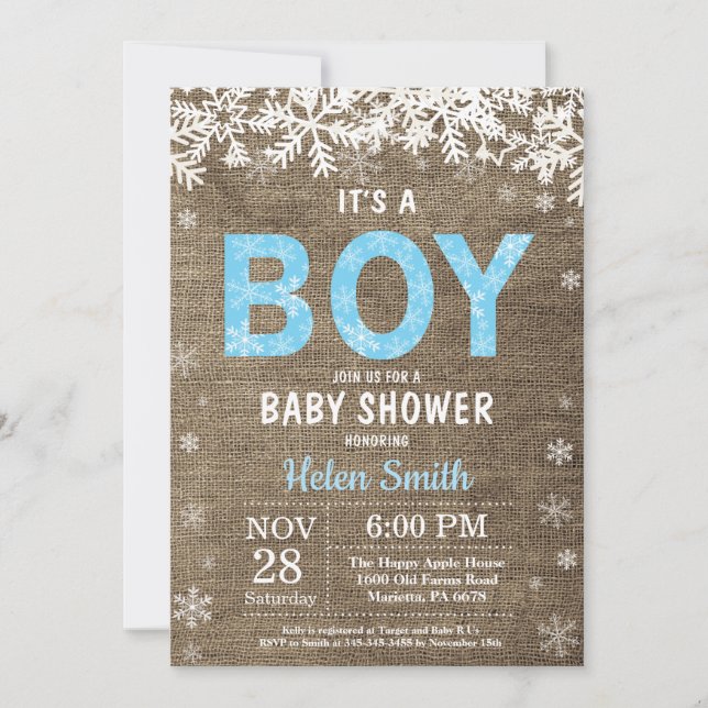 Invitación de Baby Shower Niño Invierno (Anverso)