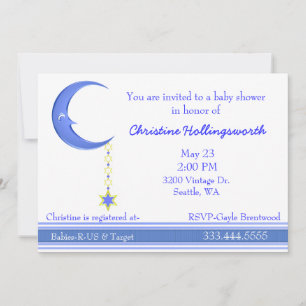 Invitación de Baby Shower Niño Luna Azul