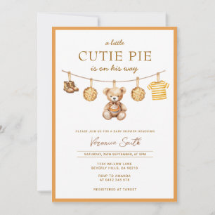 Invitación de Baby Shower Niño Oso Cutie Pie