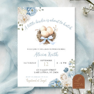 Invitación de Baby Shower Niño Pajarito Azul