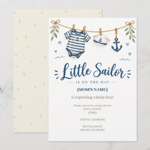 Invitación de Baby Shower Niño Pequño Marinero Rop