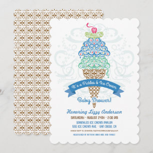 Invitación de Baby Shower Niño Pickles y Helado