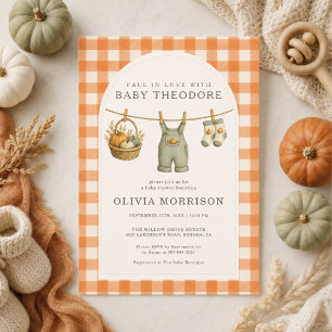 Invitación de Baby Shower Niño Ropa de Cuadrillé E