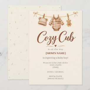 Invitación de Baby Shower Niño Ropa de Cub Cozy