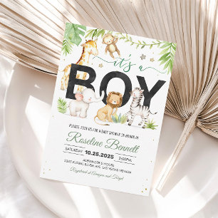 Invitación de Baby Shower Niño Safari Salvaje