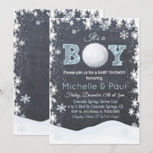 Invitación de Baby Shower Niño: Snowball Es un NIÑ
