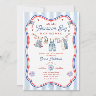Invitación de Baby Shower Niño Todo Americano