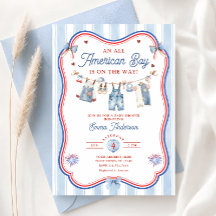 Invitación de Baby Shower Niño Todo Americano