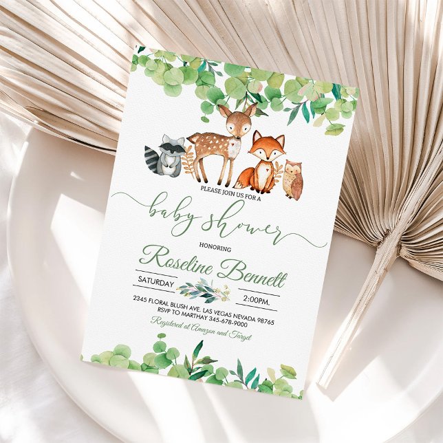 Invitación de Baby Shower Niño Verde Bosque (Subido por el creador)