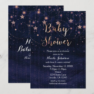 Invitación de Baby Shower Noche Estrellada Púrpura