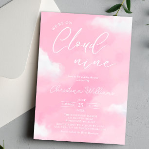 Invitación de Baby Shower Nube 9 Rosa para Niña
