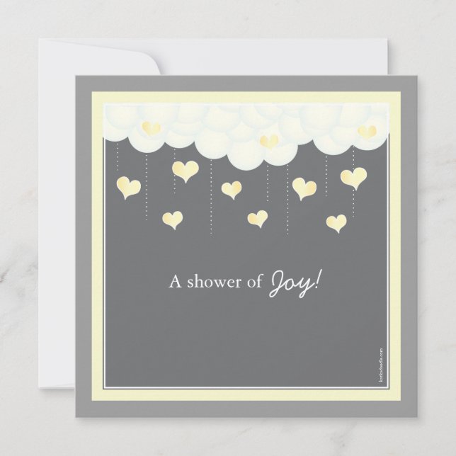 Invitación de Baby Shower nubes y corazones| Amari (Anverso)