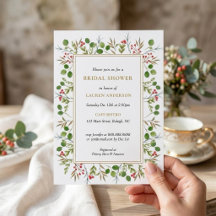 invitación de baby shower nupcial con vegetación d