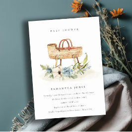 Invitación de Baby Shower Nursery Blue Floral Bass