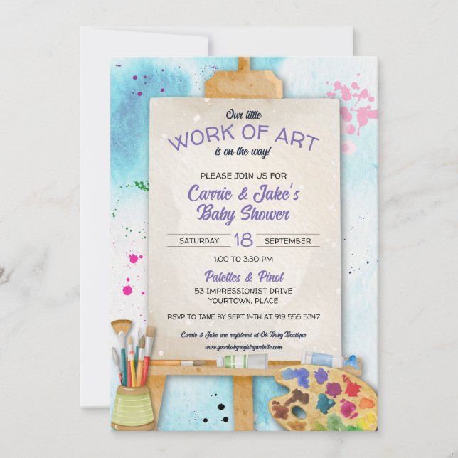 Invitación de Baby Shower Obra de Arte (Anverso)