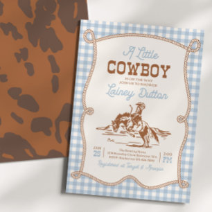 Invitación de baby shower occidental de gingham az