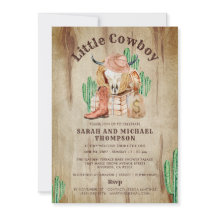Invitación de Baby Shower Occidental Niño Vaquero