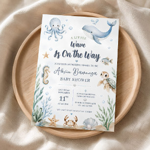 Invitación de Baby Shower Oceánico   Niño Bajo el 