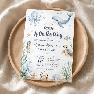 Invitación de Baby Shower Oceánico | Niño Bajo el