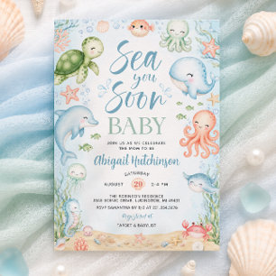 Invitación de Baby Shower Océano Nos Vemos Pronto
