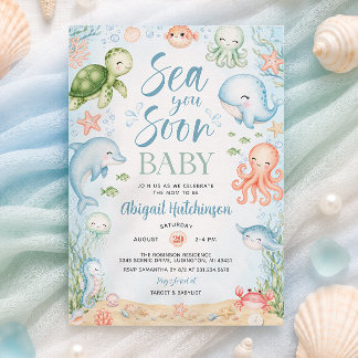Invitación de Baby Shower Océano Nos Vemos Pronto