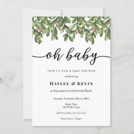 Invitación de Baby Shower "Oh Baby" a Winter Green