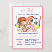 Invitación de Baby Shower Oh Baby ALL STAR SPORT
