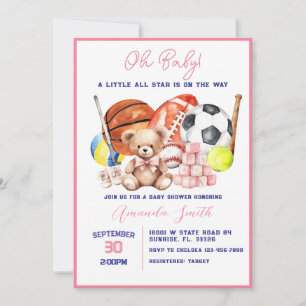 Invitación de Baby Shower Oh Baby ALL STAR SPORT