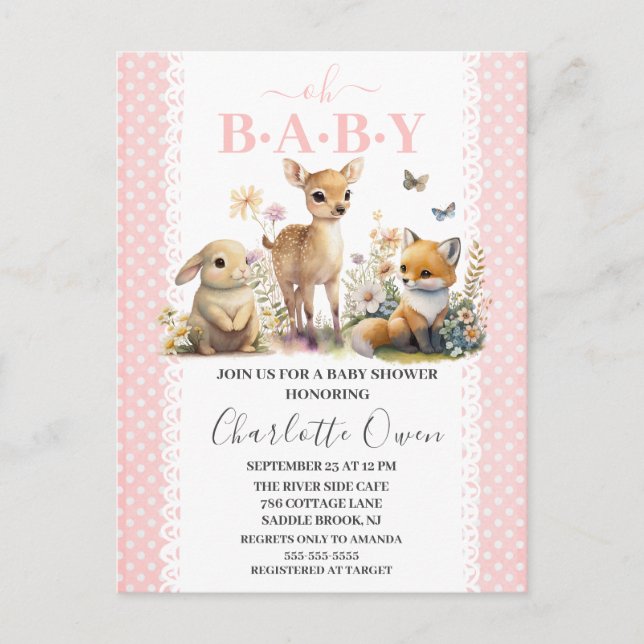 Invitación de Baby Shower Oh Baby Animales del Bos (Anverso)