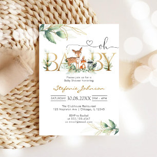 Invitación de Baby Shower Oh Baby Animales del Bos