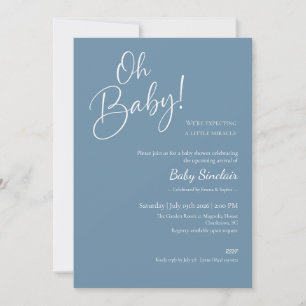 Invitación de Baby Shower Oh Baby Boy Dusty Blue